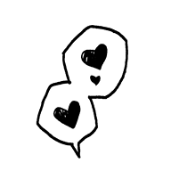 Pixel style speech bubble with hearts