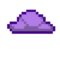 Animated bouncing purple pixel art cloud