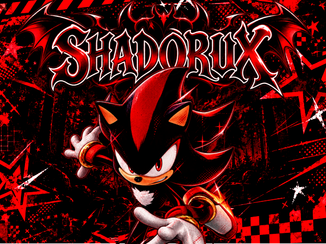 Shadow the Hedgehog in red-and-black Shadorux artwork
